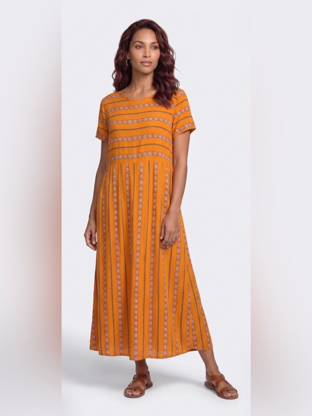 YOINS Mustard Yellow Geometric Diamond Sheer Maxi Dress - Size 14